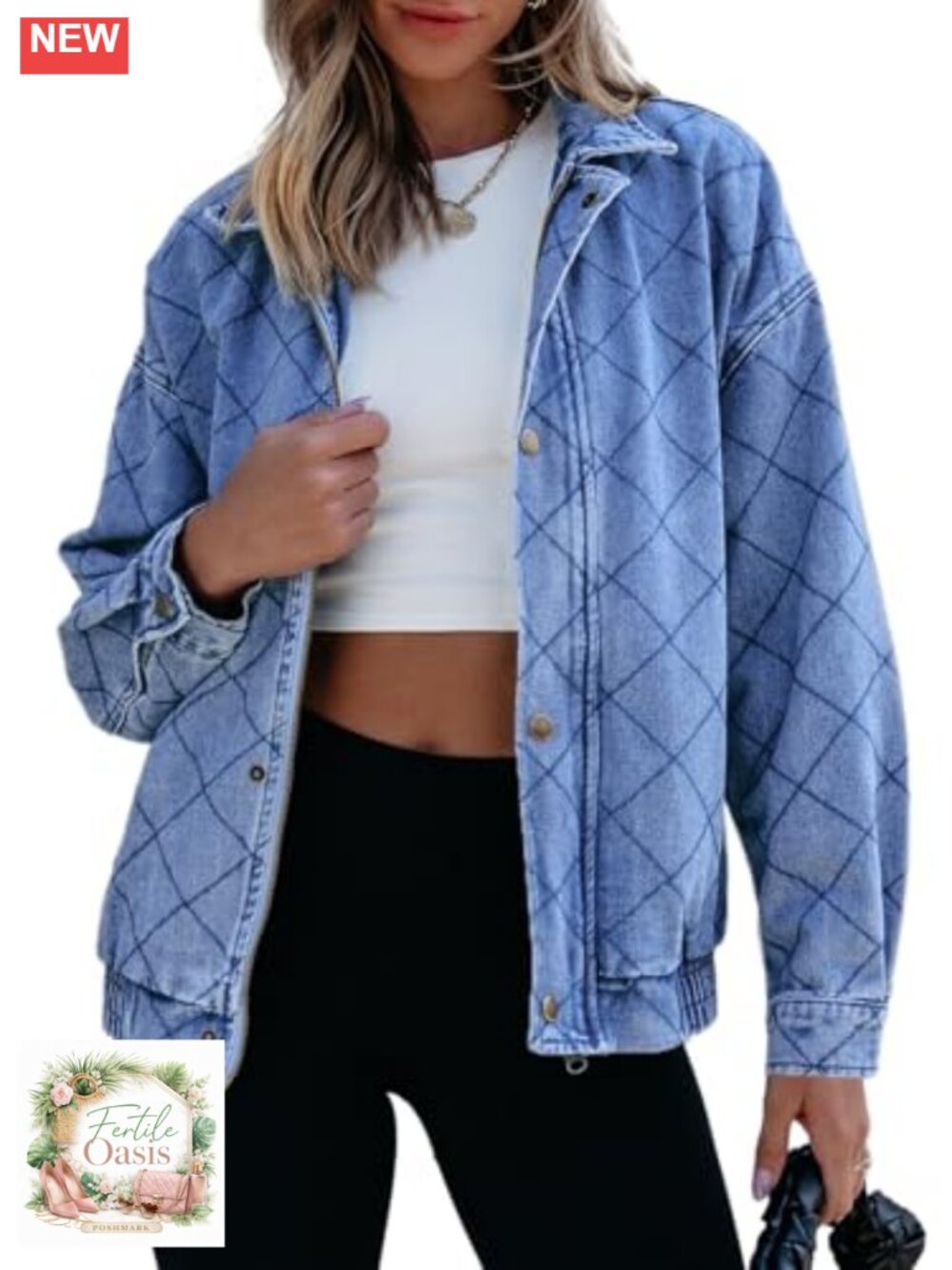 Oversized Women's Jean Jacket Long Sleeve Denim Shacket Coat Button Front